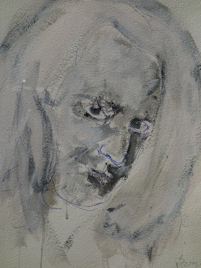 Philippe PASQUA : Portrait d'homme - Aquarelle (détail)