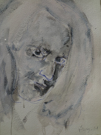 Philippe PASQUA : Portrait d'homme - Aquarelle (détail)