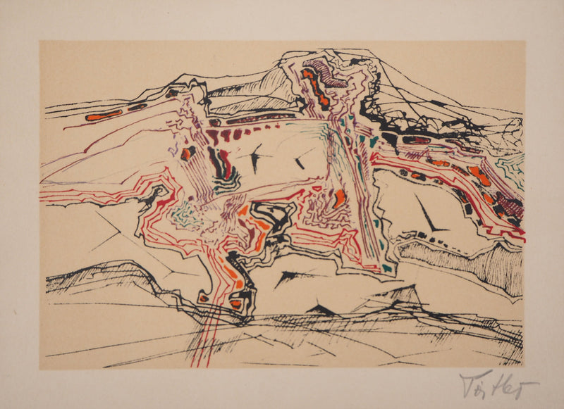 Ervin PATKAI : Paysage surréaliste - Lithographie
