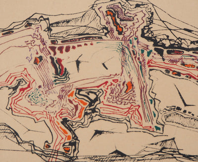 Ervin PATKAI : Paysage surréaliste - Lithographie (détail)