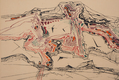 Ervin PATKAI : Paysage surréaliste - Lithographie (détail)