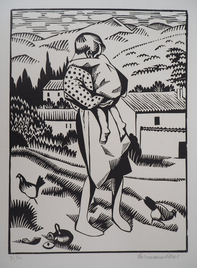 HERMANN PAUL : Enfantina, Le Pot Cassé, 1927 - Gravure sur bois
