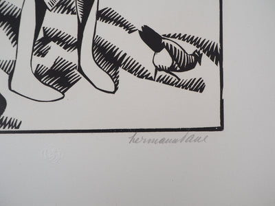 HERMANN PAUL : Enfantina, Le Pot Cassé, 1927 - Gravure sur bois (détail)