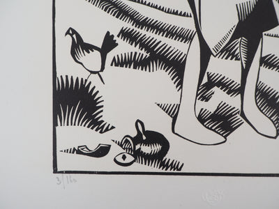 HERMANN PAUL : Enfantina, Le Pot Cassé, 1927 - Gravure sur bois (détail)