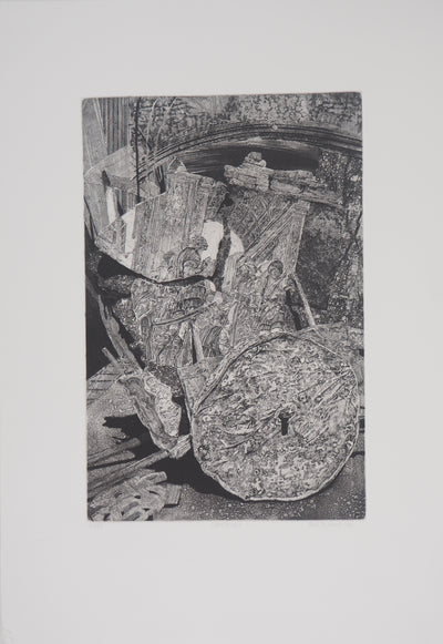 Toni PECORARO : Carrettino : Charrette surréaliste, 2011 - Gravure (détail)