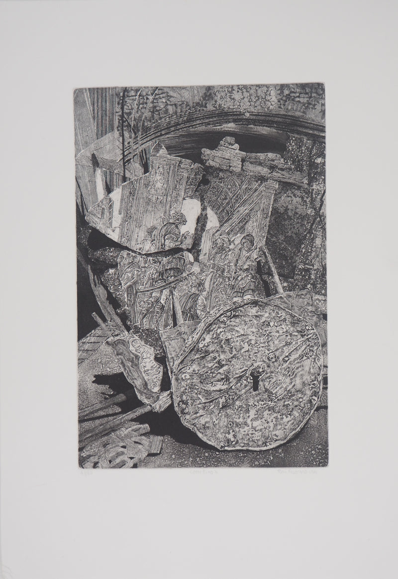 Toni PECORARO : Carrettino : Charrette surréaliste, 2011 - Gravure (détail)