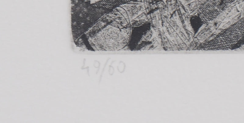 Toni PECORARO : Carrettino : Charrette surréaliste, 2011 - Gravure (détail)