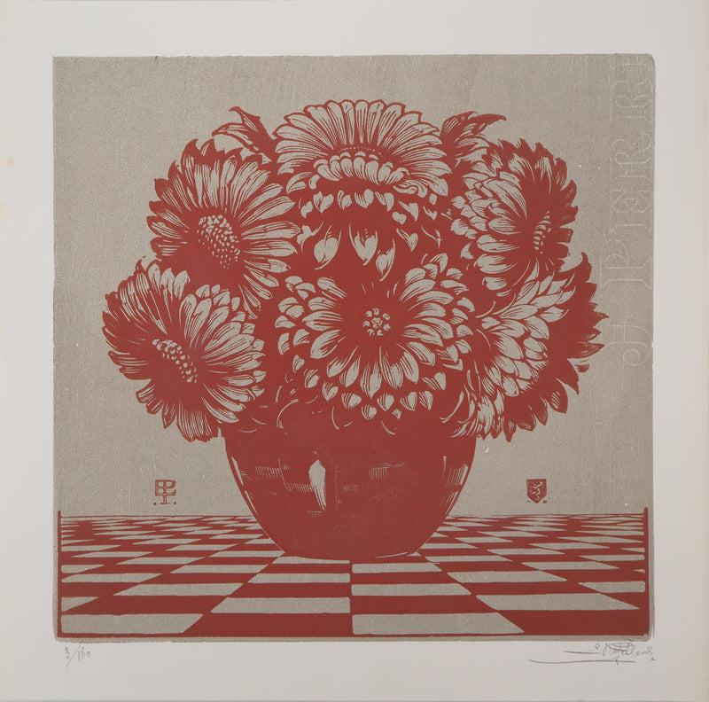 Eduard PELLENS : Fleurs des champs, 1929 - Gravure sur bois