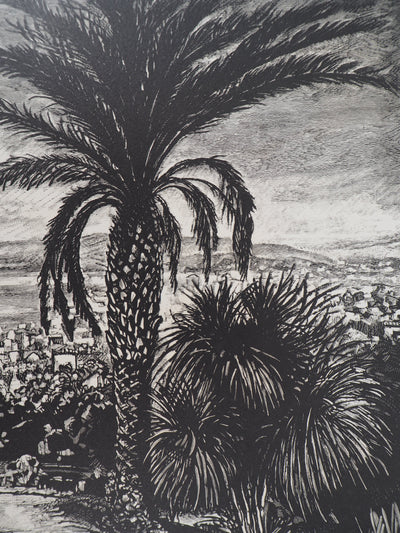 Jules PERRICHON : La Californie à Cannes, 1928 - Gravure sur bois (détail)