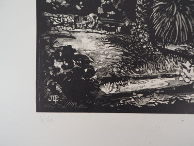 Jules PERRICHON : La Californie à Cannes, 1928 - Gravure sur bois (détail)