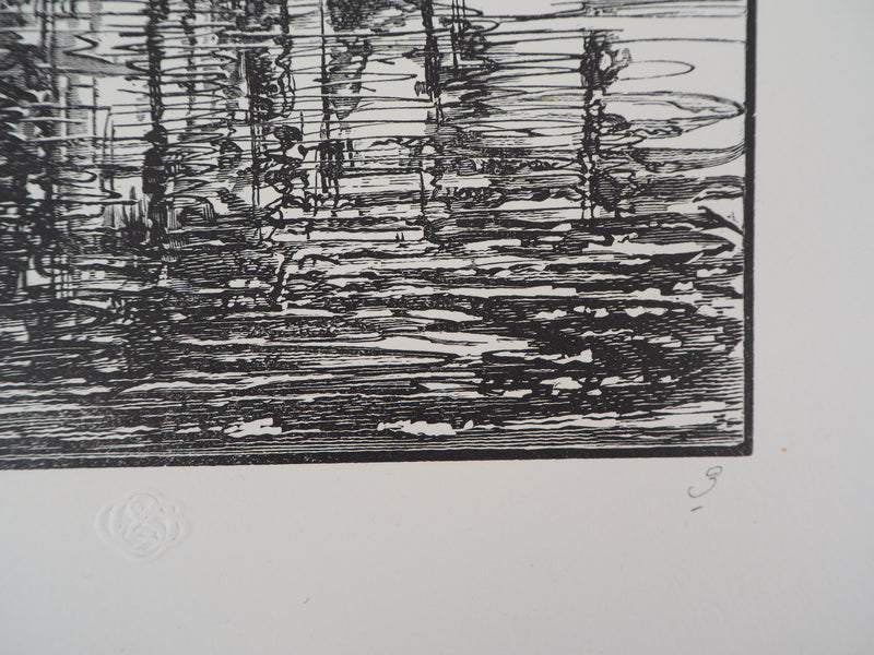 Jules Léon PERRICHON : Le château de Montesquieu, 1920 - Gravure sur bois (détail)