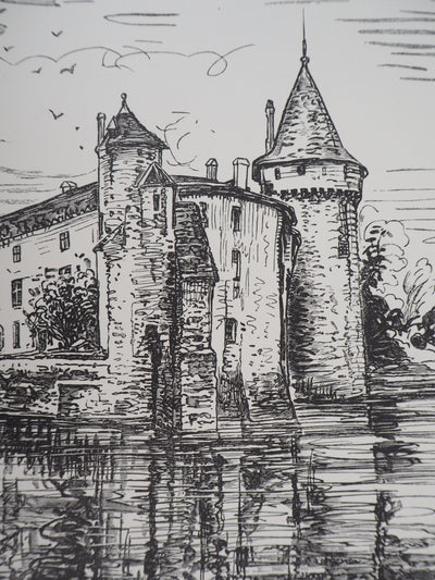 Jules Léon PERRICHON : Le château de Montesquieu, 1920 - Gravure sur bois (détail)