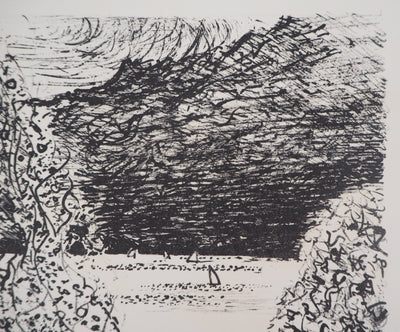 Jacques PETIT : Vue sur le lac - Lithographie (détail)