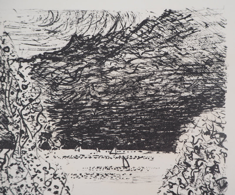 Jacques PETIT : Vue sur le lac - Lithographie (détail)