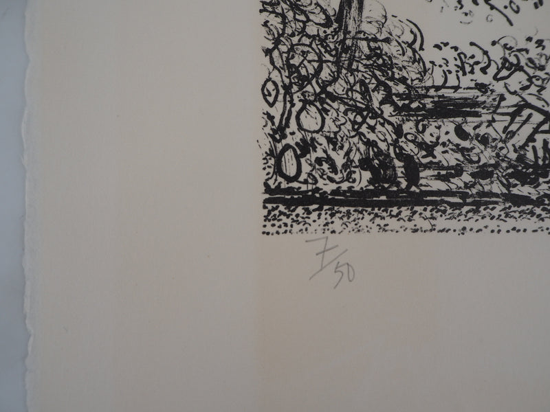 Jacques PETIT : Vue sur le lac - Lithographie (détail)