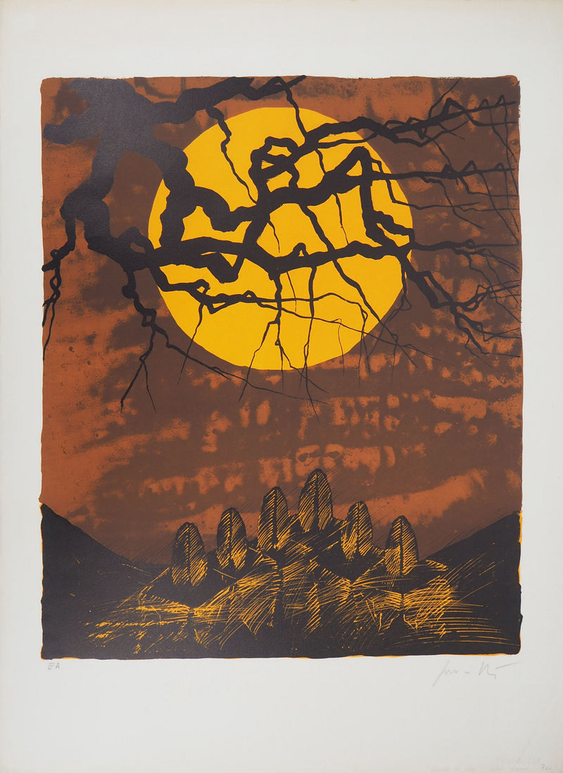 Cesare PEVERELLI : Champs de vitres - Lithographie (détail)
