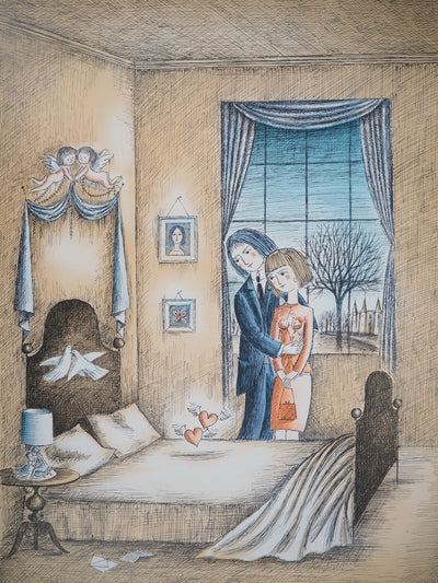 Raymond PEYNET : Les amoureux : l'accord des coeurs, 1985 - Lithographie