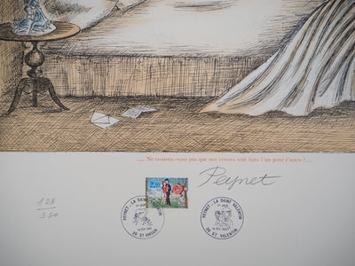 Raymond PEYNET : Les amoureux : l'accord des coeurs, 1985 - Lithographie (détail)