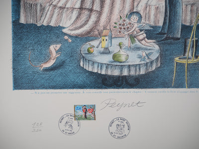 Raymond PEYNET : Les amoureux : le jardin de Cupidon, 1985 - Lithographie (détail)