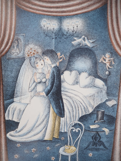Raymond PEYNET : Les amoureux : nuit de noces, 1985 - Lithographie