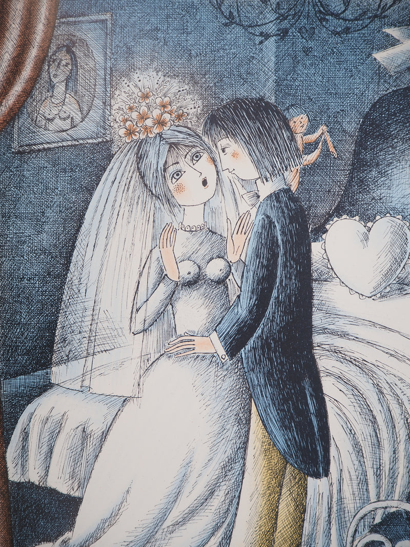 Raymond PEYNET : Les amoureux : nuit de noces, 1985 - Lithographie (détail)