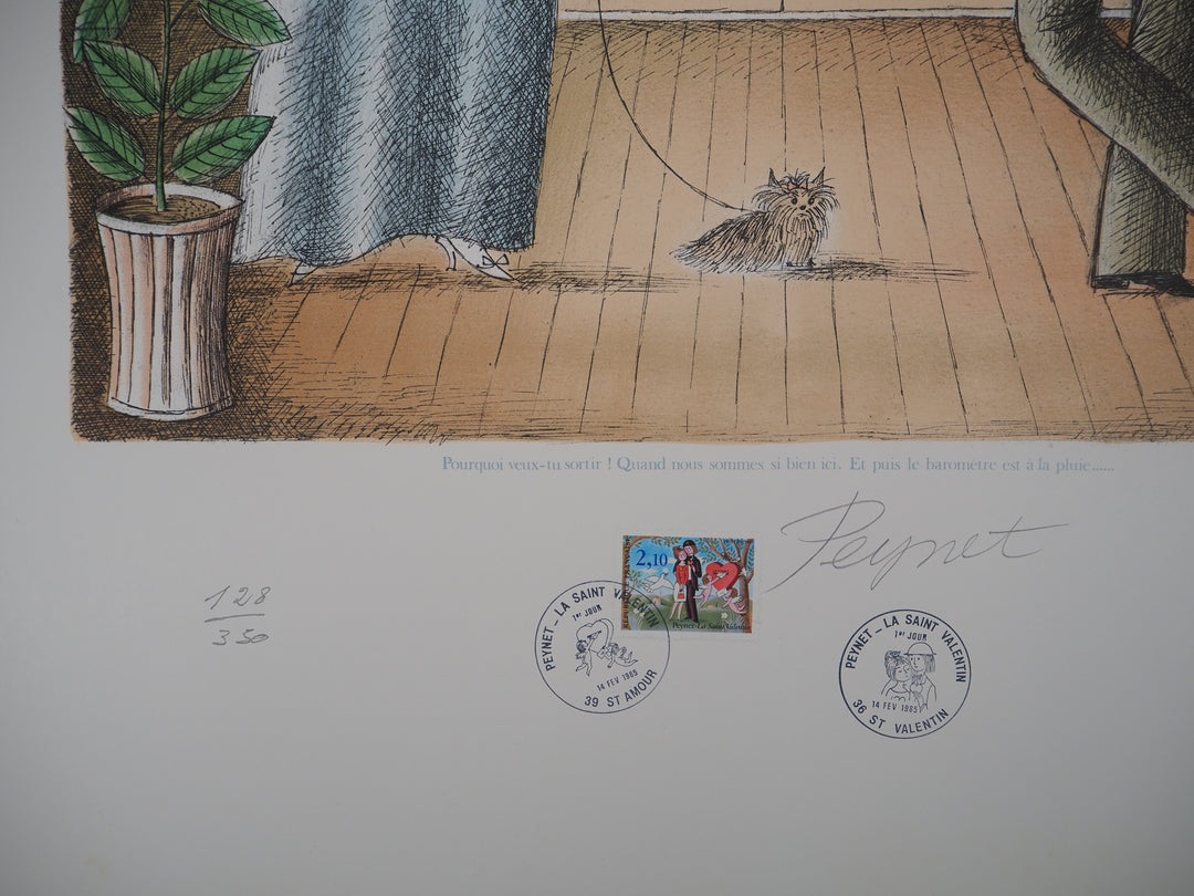 Raymond PEYNET: Lovers: Walk in the Rain, 1985, Original