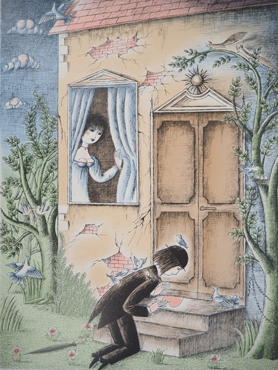 Raymond PEYNET : L'amoureux timide, 1985 - Lithographie