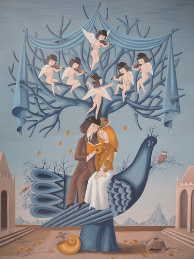Raymond PEYNET : Les amoureux : les violons de l'automne, 1985 - Lithographie