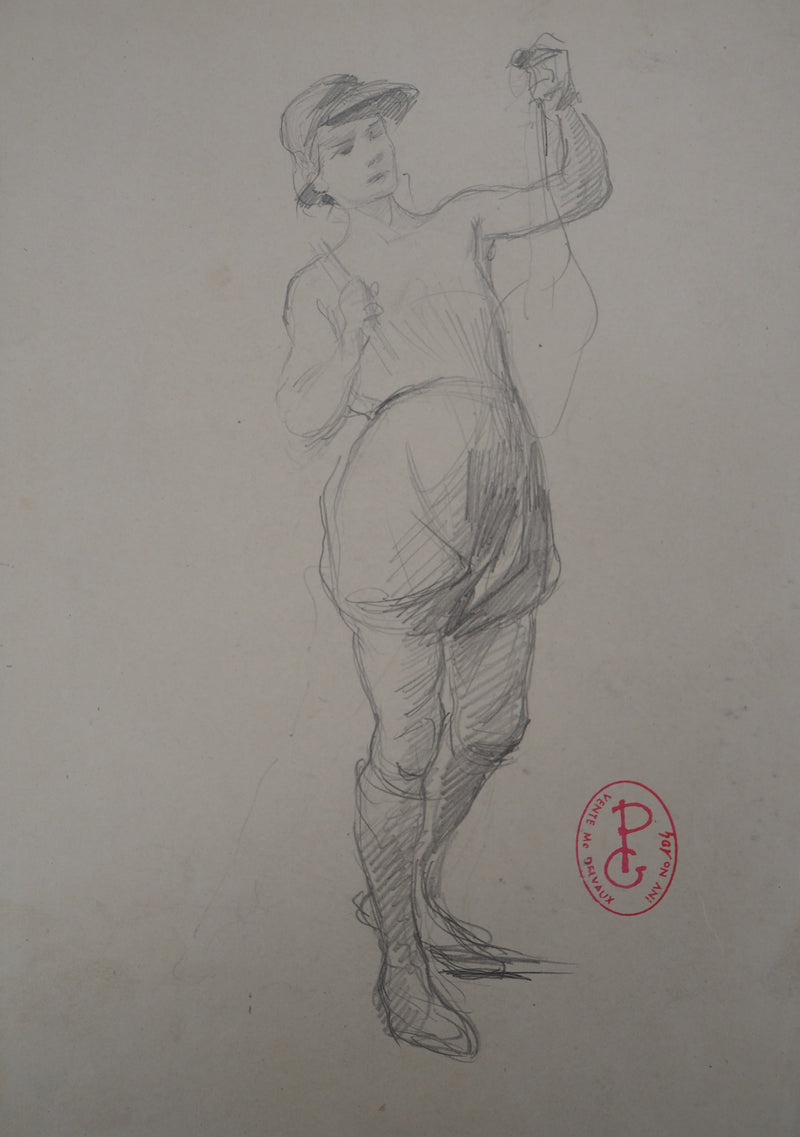 Georges PICARD : Jeune homme au chapeau - Dessin