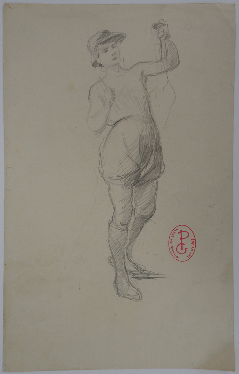 Georges PICARD : Jeune homme au chapeau - Dessin (détail)