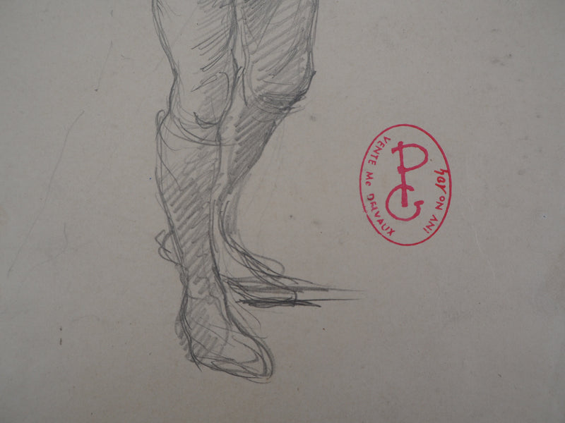 Georges PICARD : Jeune homme au chapeau - Dessin (détail)