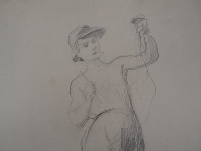 Georges PICARD : Jeune homme au chapeau - Dessin (détail)