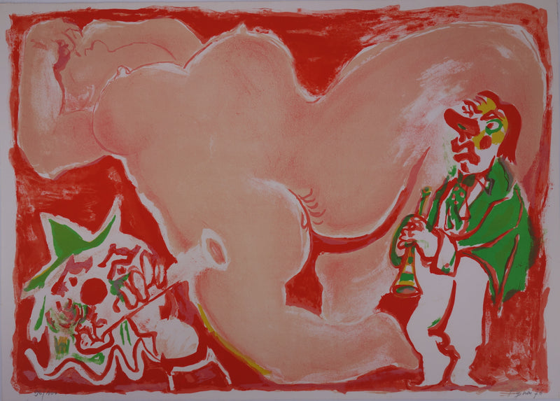 Edouard PIGNON : Fellini et nu allongé - Lithographie