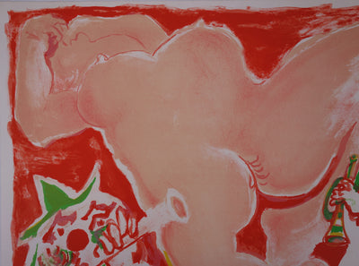 Edouard PIGNON : Fellini et nu allongé - Lithographie (détail)