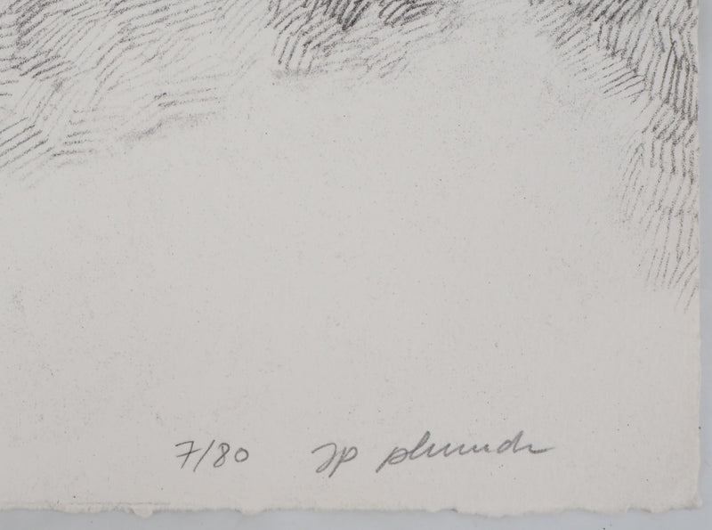 Jean-Pierre PLUNDR : La cabane - Lithographie (détail)