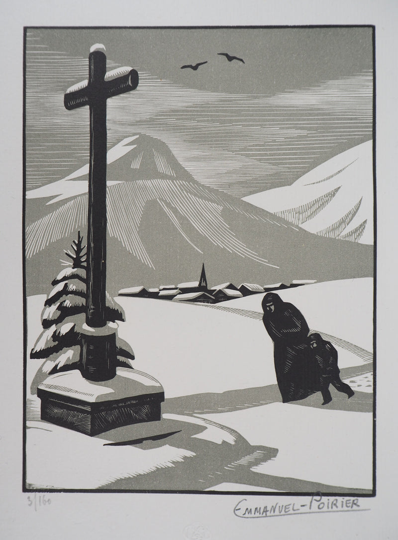 Emmanuel POIRIER : Le calvaire - 1929 - Gravure sur bois (détail)