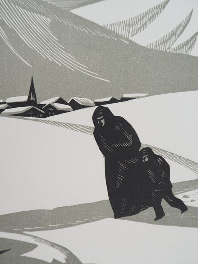 Emmanuel POIRIER : Le calvaire - 1929 - Gravure sur bois (détail)