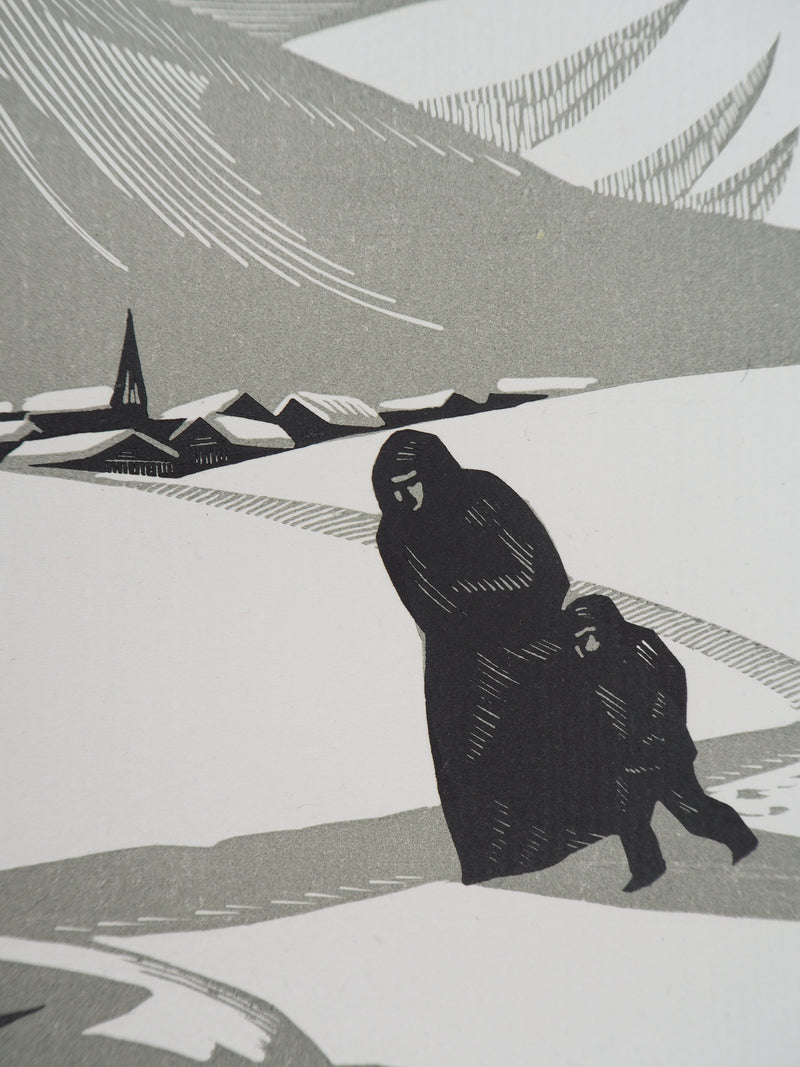 Emmanuel POIRIER : Le calvaire - 1929 - Gravure sur bois (détail)