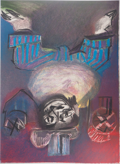 Júlio POMAR : Clown la tête en bas - Lithographie