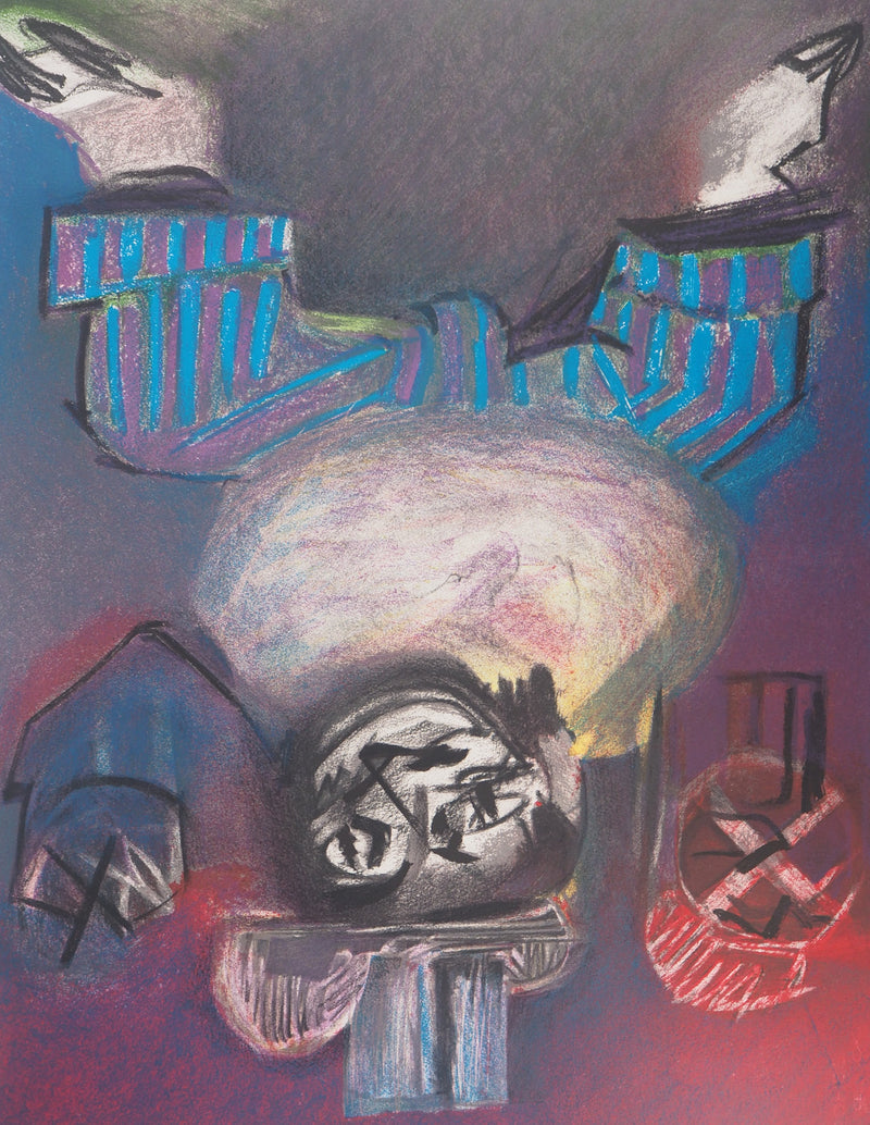 Júlio POMAR : Clown la tête en bas - Lithographie (détail)