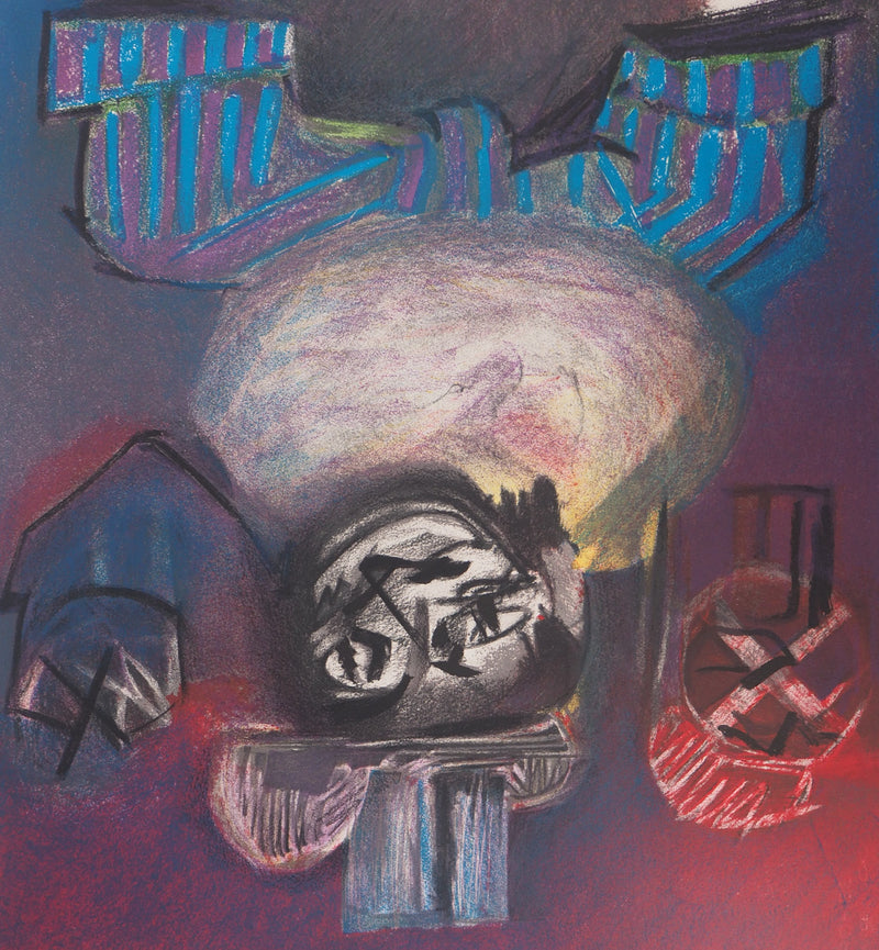 Júlio POMAR : Clown la tête en bas - Lithographie (détail)