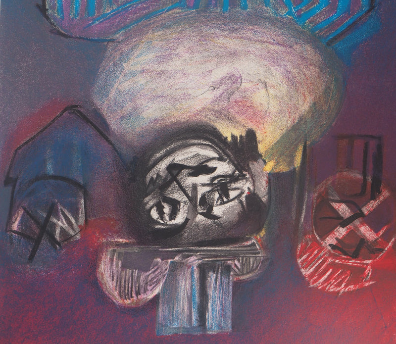 Júlio POMAR : Clown la tête en bas - Lithographie (détail)