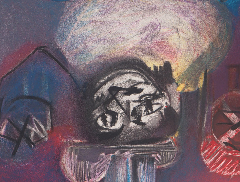 Júlio POMAR : Clown la tête en bas - Lithographie (détail)