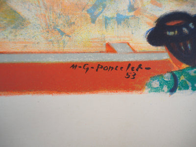 Maurice Georges PONCELET : Toulouse : Arènes du Soleil d'Or, 1953 - Lithographie (détail)
