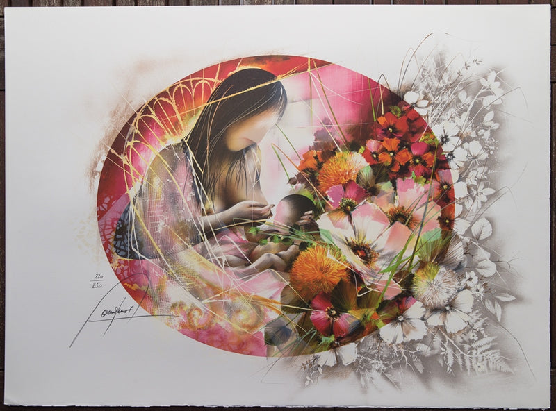 Raymond POULET : Nu et son bébé - Lithographie (détail)