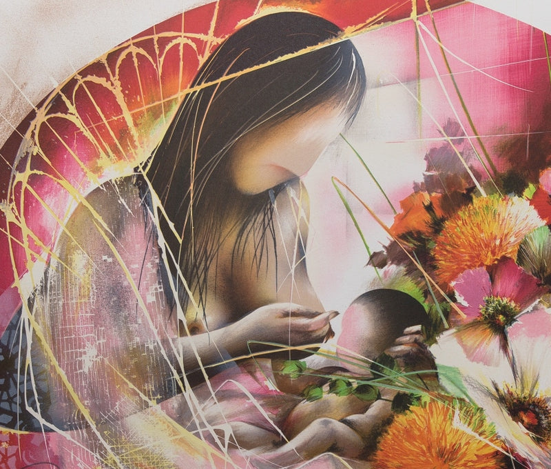 Raymond POULET : Nu et son bébé - Lithographie (détail)