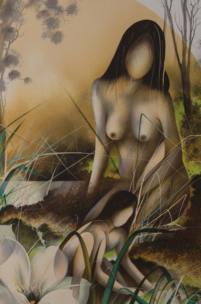 Raymond POULET : Nu au bord du fleuve - Lithographie (détail)