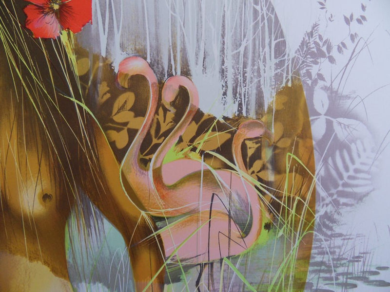 Raymond POULET : Nu au Héron - Lithographie (détail)