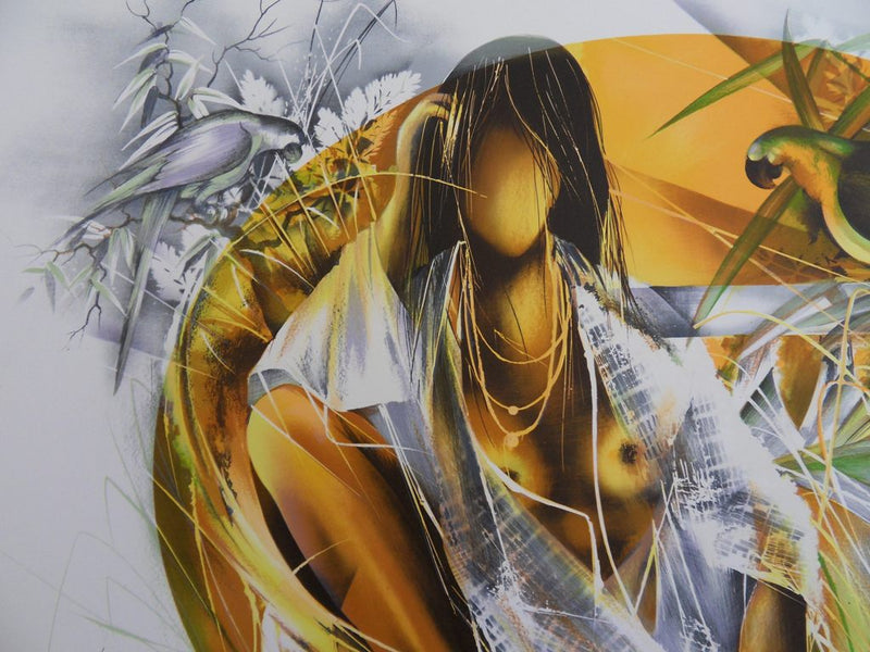 Raymond POULET : Nu au Perroquet - Lithographie (détail)