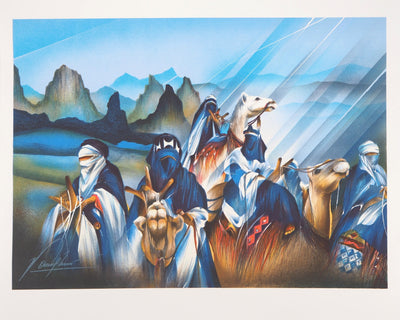 Raymond POULET : Les Voyageurs dans le désert - Lithographie (détail)